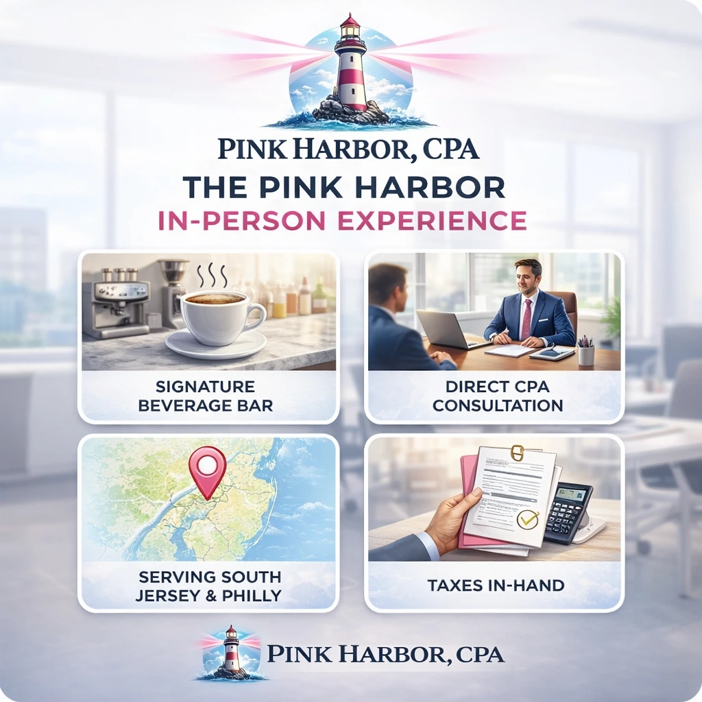 In-person tax preparation at Pink Harbor CPA in Williamstown NJ featuring direct CPA consultation and hands-on tax services near me