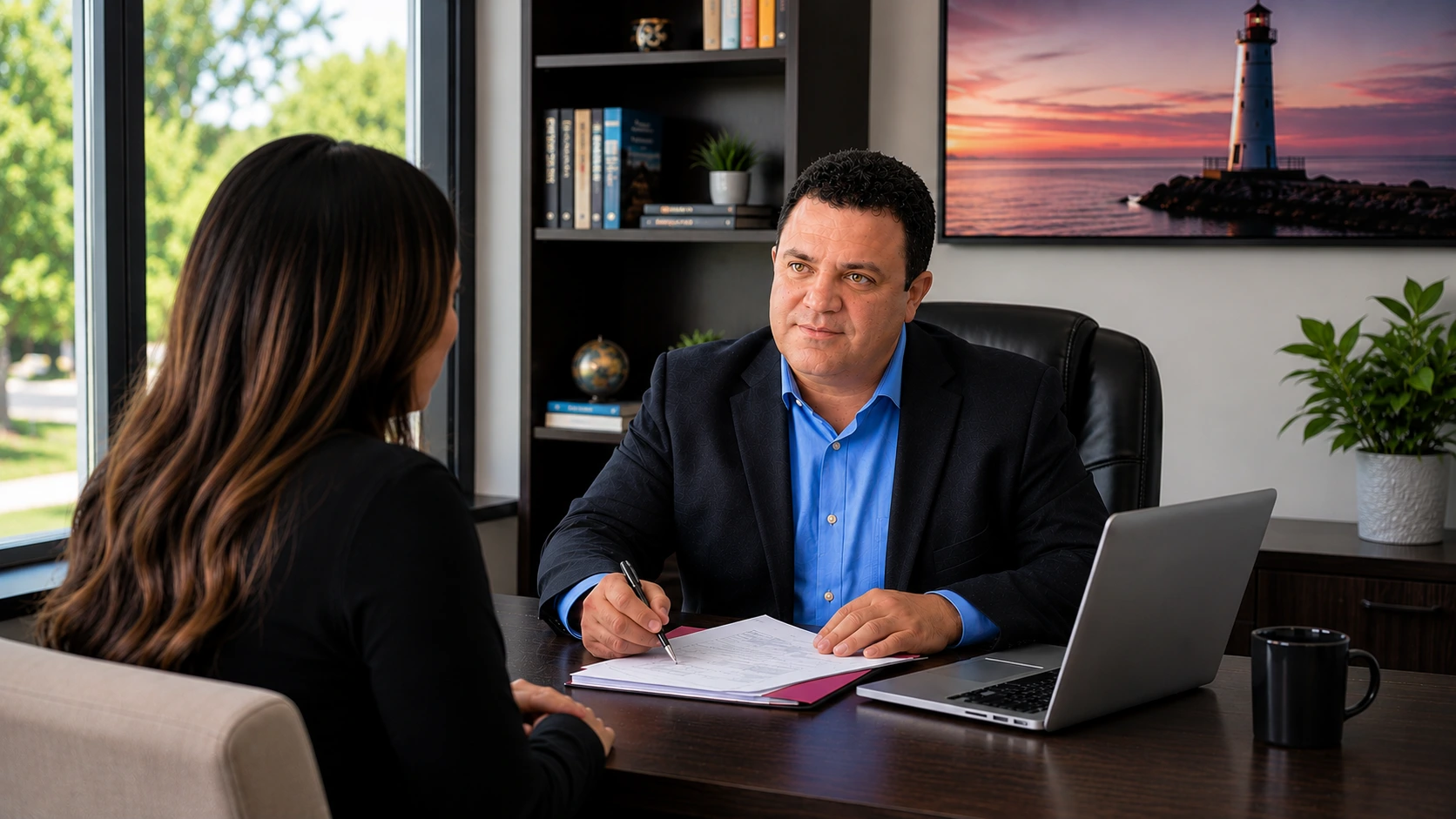 CPA meeting with a client during an in-person tax preparation appointment at Pink Harbor CPA